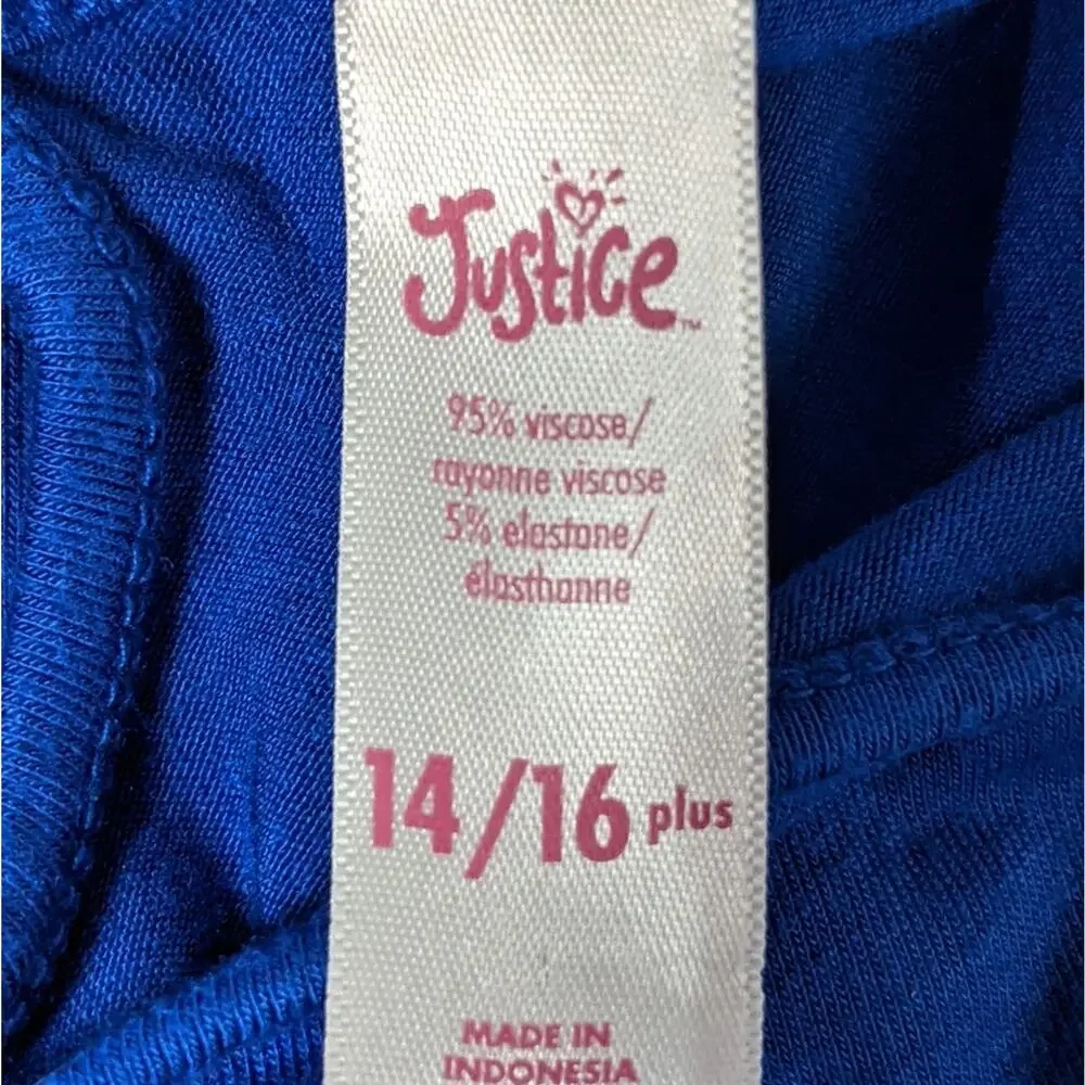 JUSTICE 14/16 PLUS Blue Stay Magical Unicorn Stretch Knit Dress